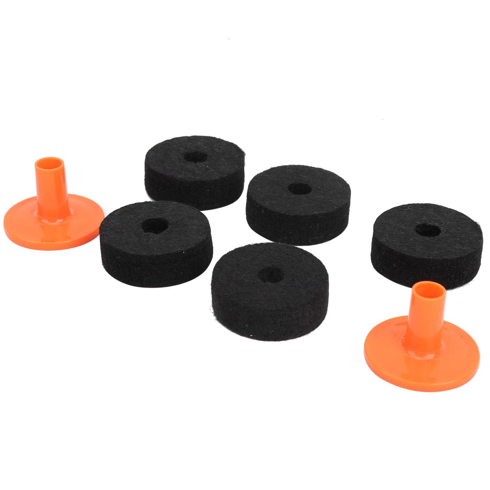 7Pcs Drum Felt Pad Kit Black Orange Red Wear Resistant Anti Friction Cymbal Accessories(40mm( WC76)