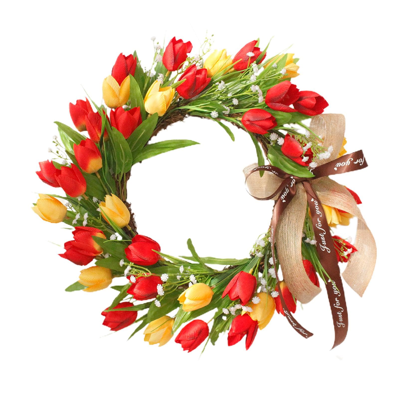 Artificial Garland Spring Summer Colorful Tulips Full of Stars Garland Door Wall Hanging Decoration