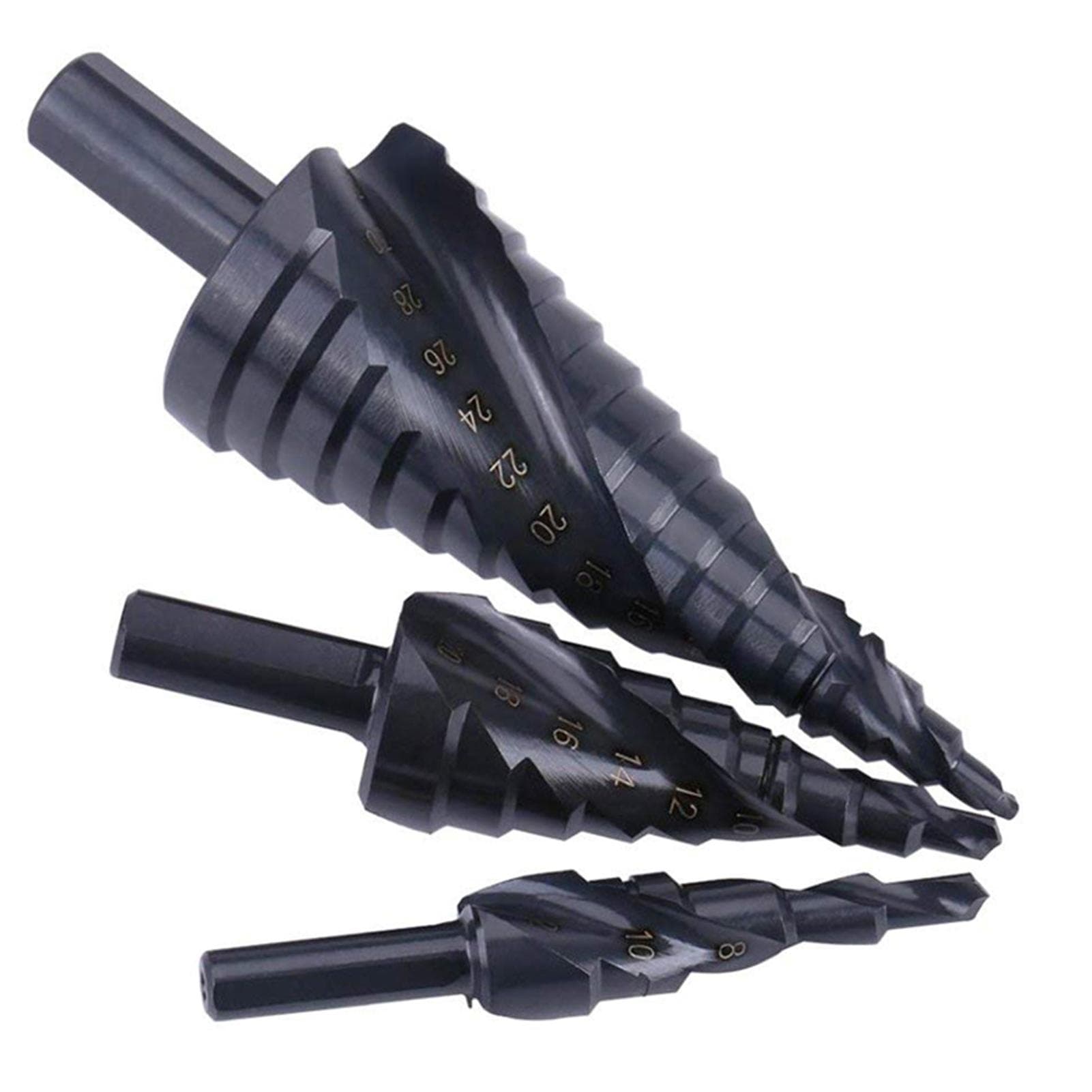 3Pcs 4-32MM HSS Stepped Drill Bit Set High-speed Steel Spiral for Metal Cone Triangle Shank Hole 3Pcs