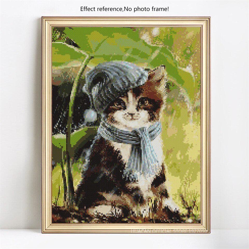 Cross Stitch Full Display 5D DIY Diamond Embroidery Cat Diamond Painting 20X30CM