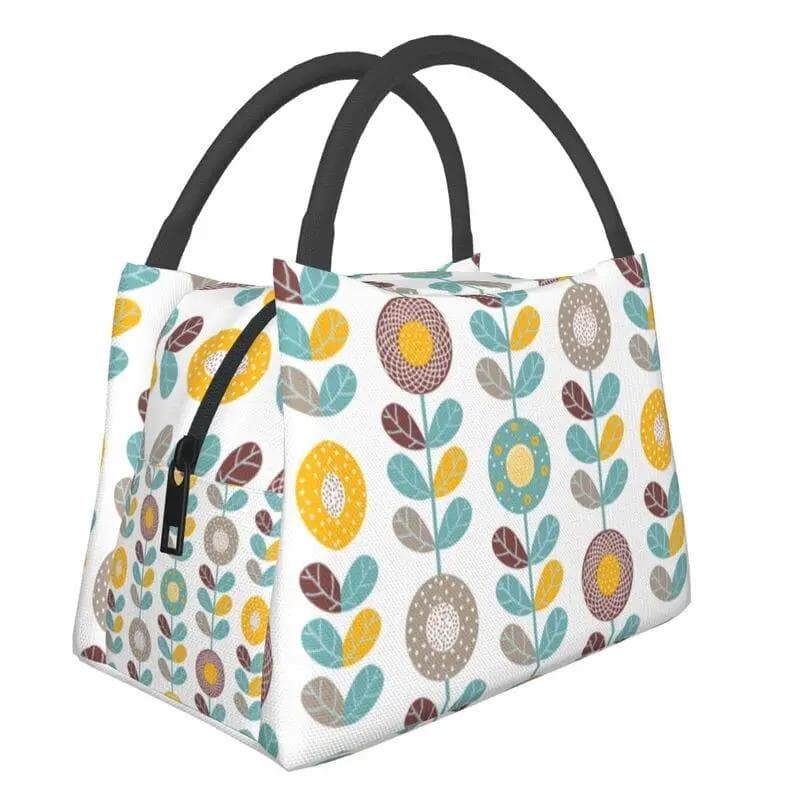 Orla Kiely Abstract Multi Stem Insulated Lunch Tote Bag for Mid Century Scandinavian Geometric Cooler Thermal Food Lunch Box 28x17x16CM brown