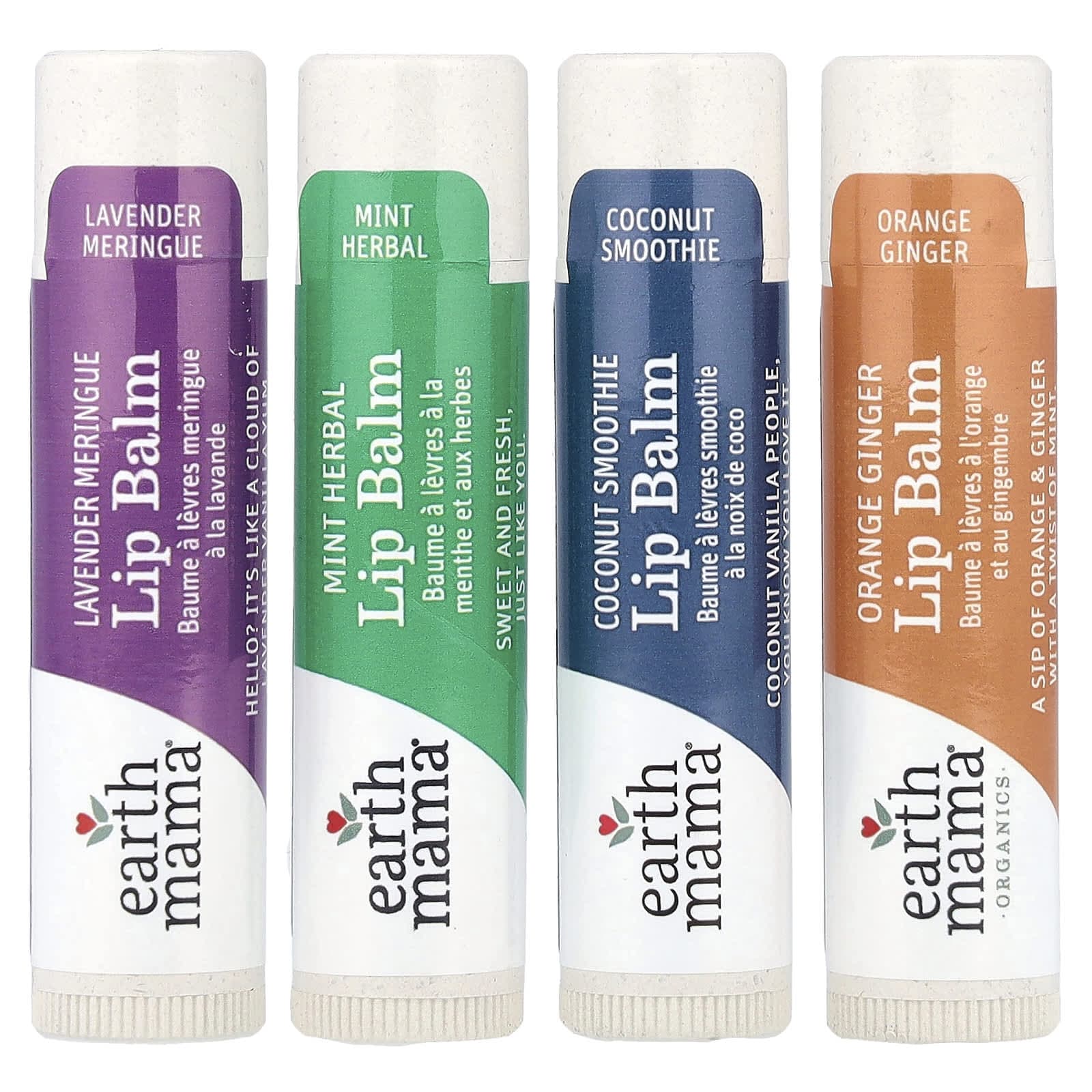 Earth Mama Lip Balm, Quadruplets, 4 Pack, 4ml (0.15oz) Each