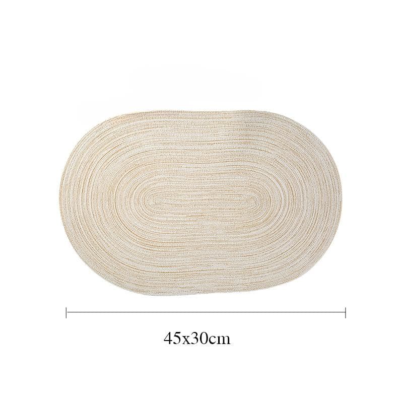 Oval Braided Table Place Mats Braided Coaster Placemas Non-Slip Table Mat For Dining Kitchen Table Heat Insulation beige
