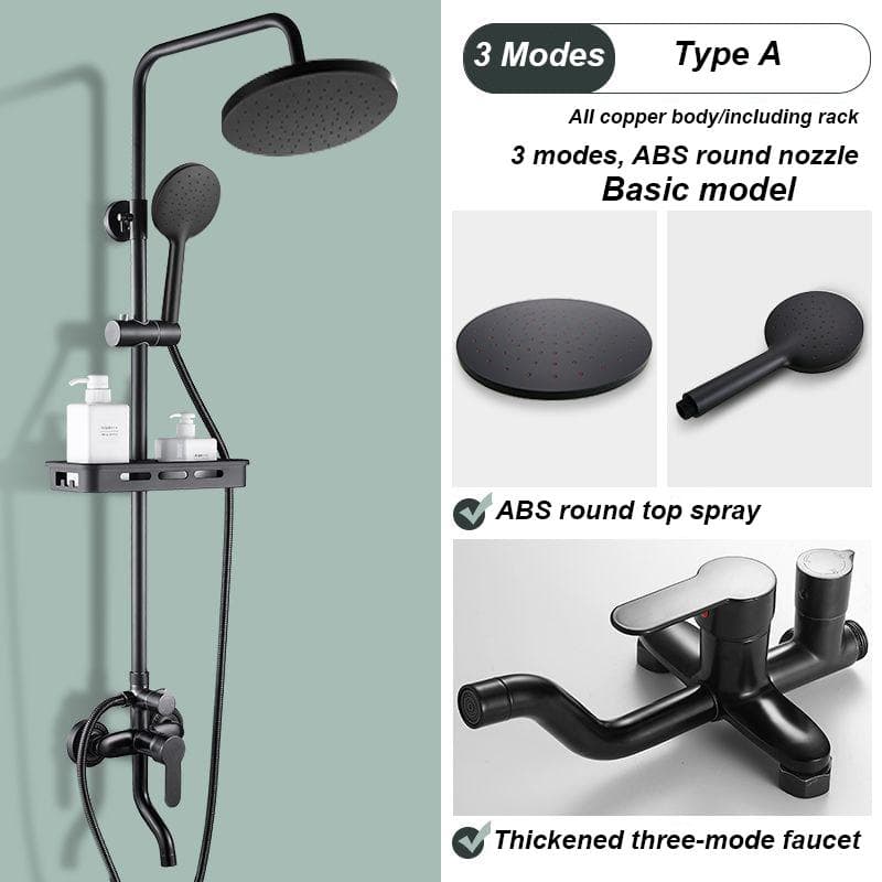 Black Shower Set Home Bathroom Full Copper Bathroom Booster Shower Bathroom Bath Shower Set A black