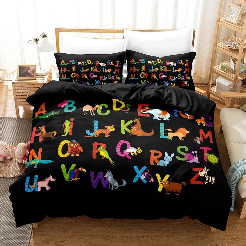 Alphabet Lore Bedding Set Single Twin Full Queen King Size Bed Set Girls Boys Bedroom Duvet Cover Sets Anime Duvet Cover US Twin 173x218cm