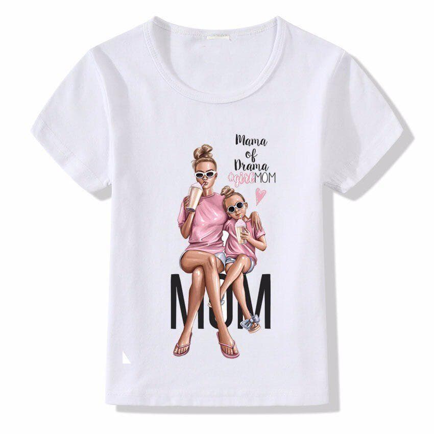 Mother S Love Baby And Mother Print T Shirt For Children Summer Tops Kids Mom Life 120 white