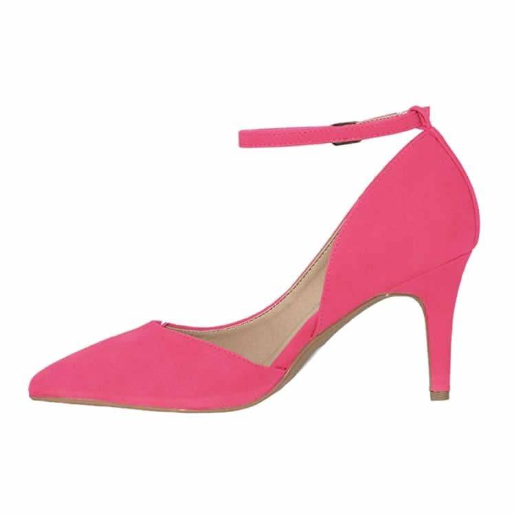 Women's 80mm Velvet Toe Ankle Strap D‘orsay Pumps High Heels Pump Party Wedding Dress Shoes shoe 39 rose red