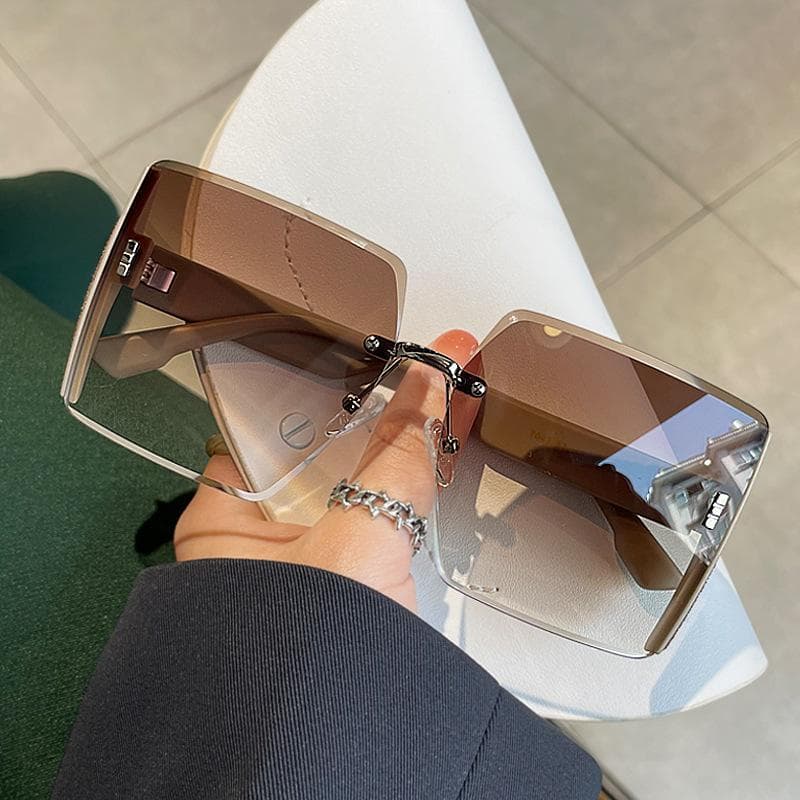 New Square Sunglasses Women Men Oversized Punk UV400 Yellow Trendy Fashion Shades Driving Eyewear Gafas De Sol 1PC