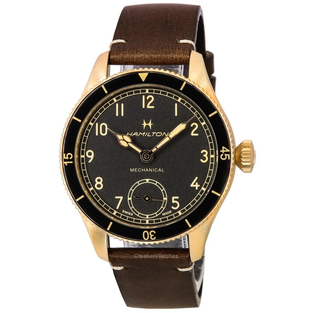 Hamilton Khaki Aviation Pilot Pioneer Bronze Black Dial Mechanical H76709530 100M Mens Watch black