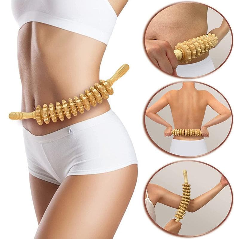 Wooden Massager Handheld Roller Stick Trigger Point Manual Massage Tools Body Muscle Pain Relief 1pc