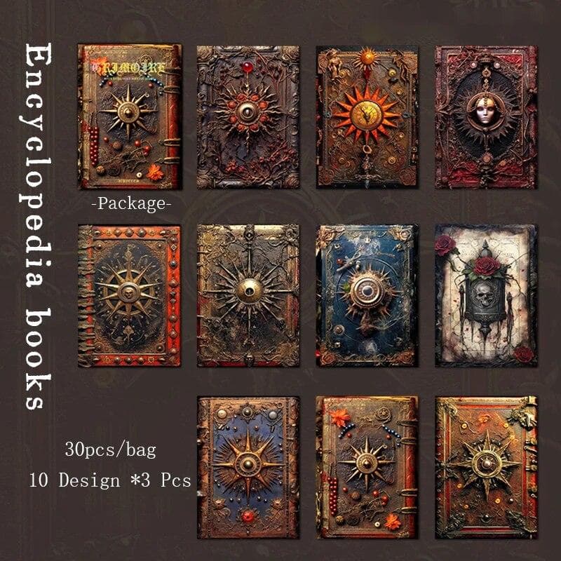 30pcs/pack Retro Dark Material Book Classical Handbook Material Scrapbook DIY Decoration