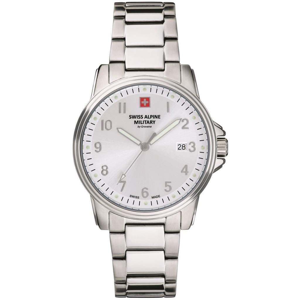 Swiss Alpine Military By Grovana Leader Silver Dial Quartz 7011.1132 100M Men's Watch silver