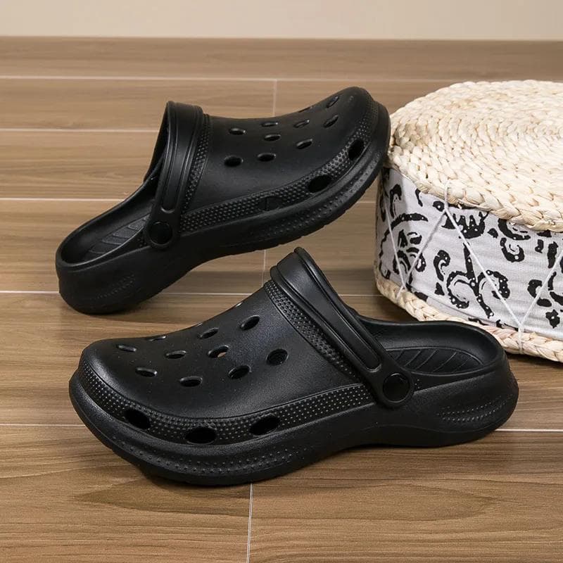 Plus Size 46 47 48 Summer Men Clogs Slippers Men's and Women's Leisure Slides Beach Shoes Home Garden Shoes Outdoor Sandals 43-44 black