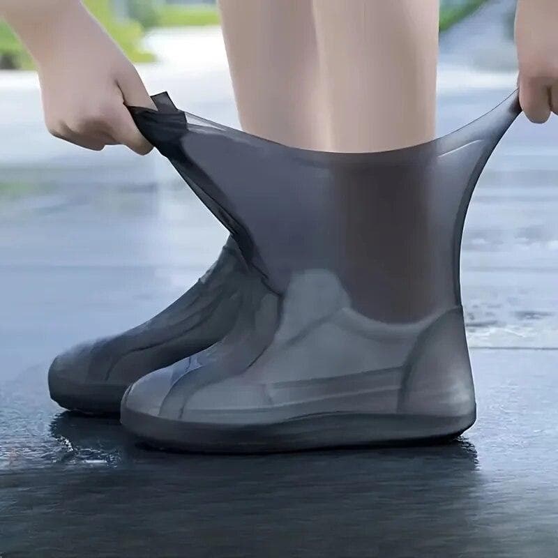 Reusable Non-slip Rain Boots Waterproof Shoes Covers Rubber Rain Boot Covers for Outdoor Use Gear Household Merchandises Home M (34-40) black