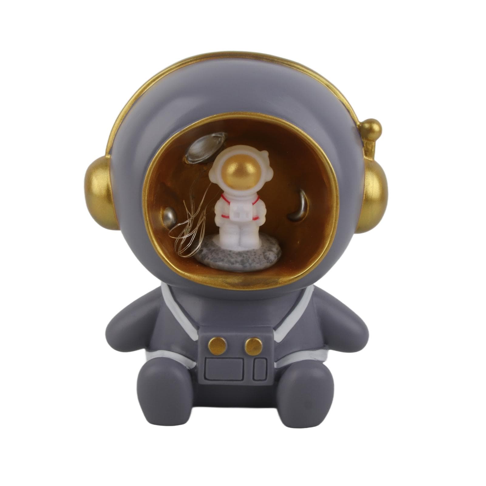 Cute Astronaut Night Light Nursery Lamp Coin Money Bank Desktop Decoration Birthday Gift for Boys gray