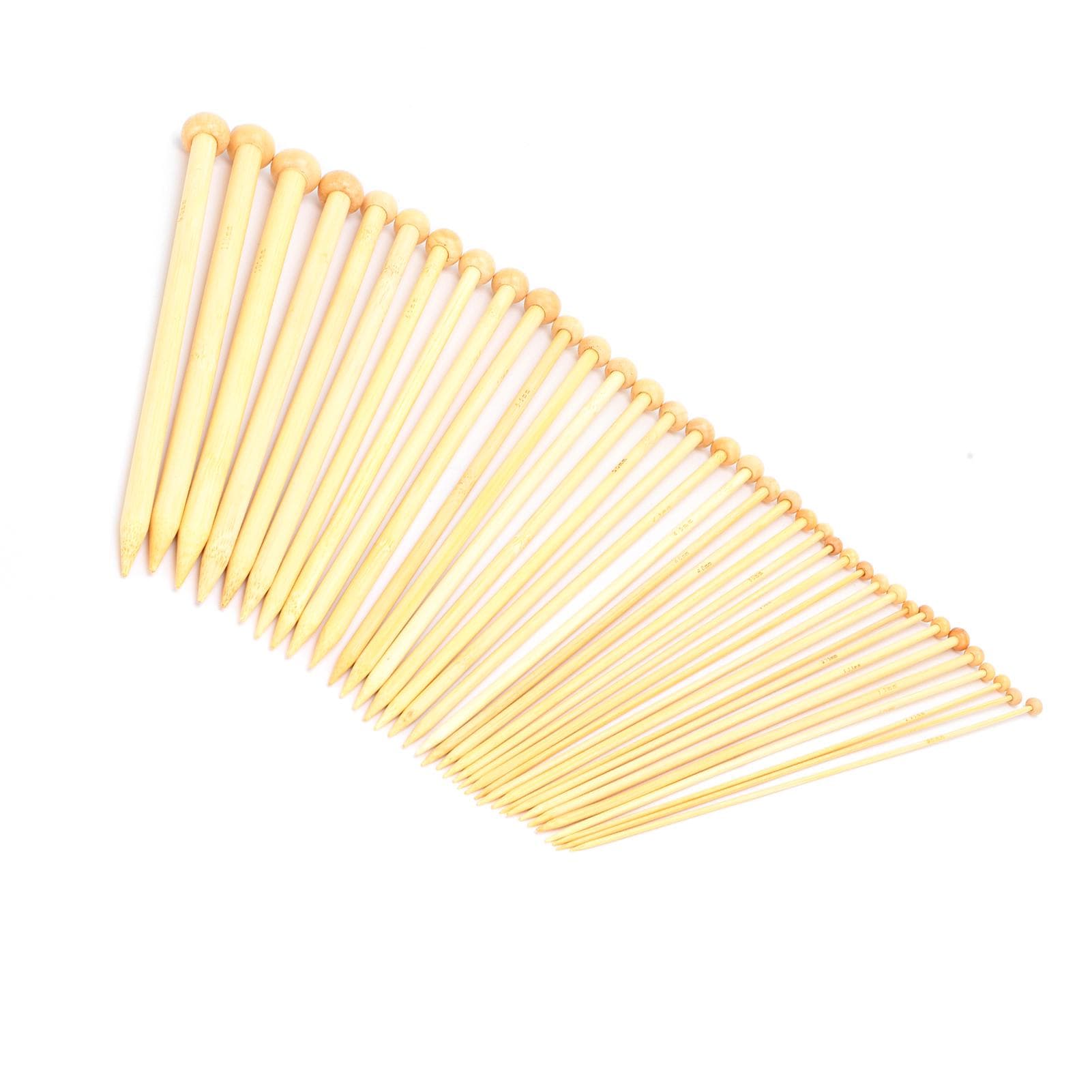 Knitting Needles Set 36 Pcs 18 Sizes Single Pointed Carbonized Bamboo Knitting Needles for Hand