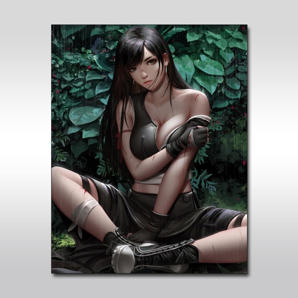 Final Fantasy Tiffa 5D Diamond Embroidered Cross Stitch Anime Girl Painting 20X30CM