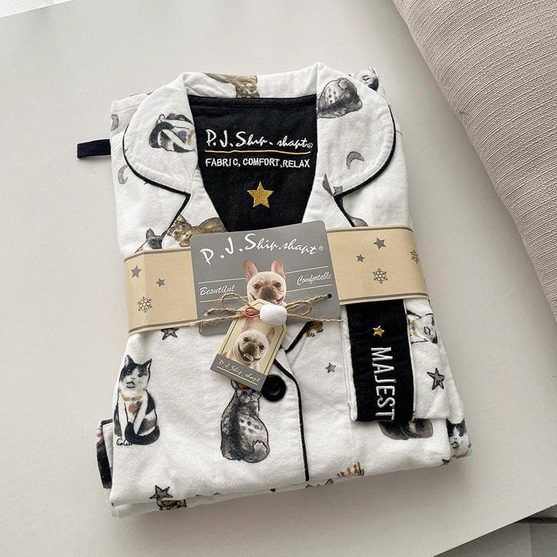 Women's Pajama Set Dog Print Women's Autumn and Winter Women's Pajamas 2 Piece Pajama Set with Pants for Women M
