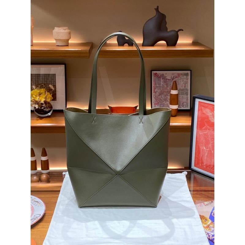 Leather Large-capacity Deformable Folding Geometric Tote Bag, Single-shoulder Crossbody Handbag, Simple Commuting Bag