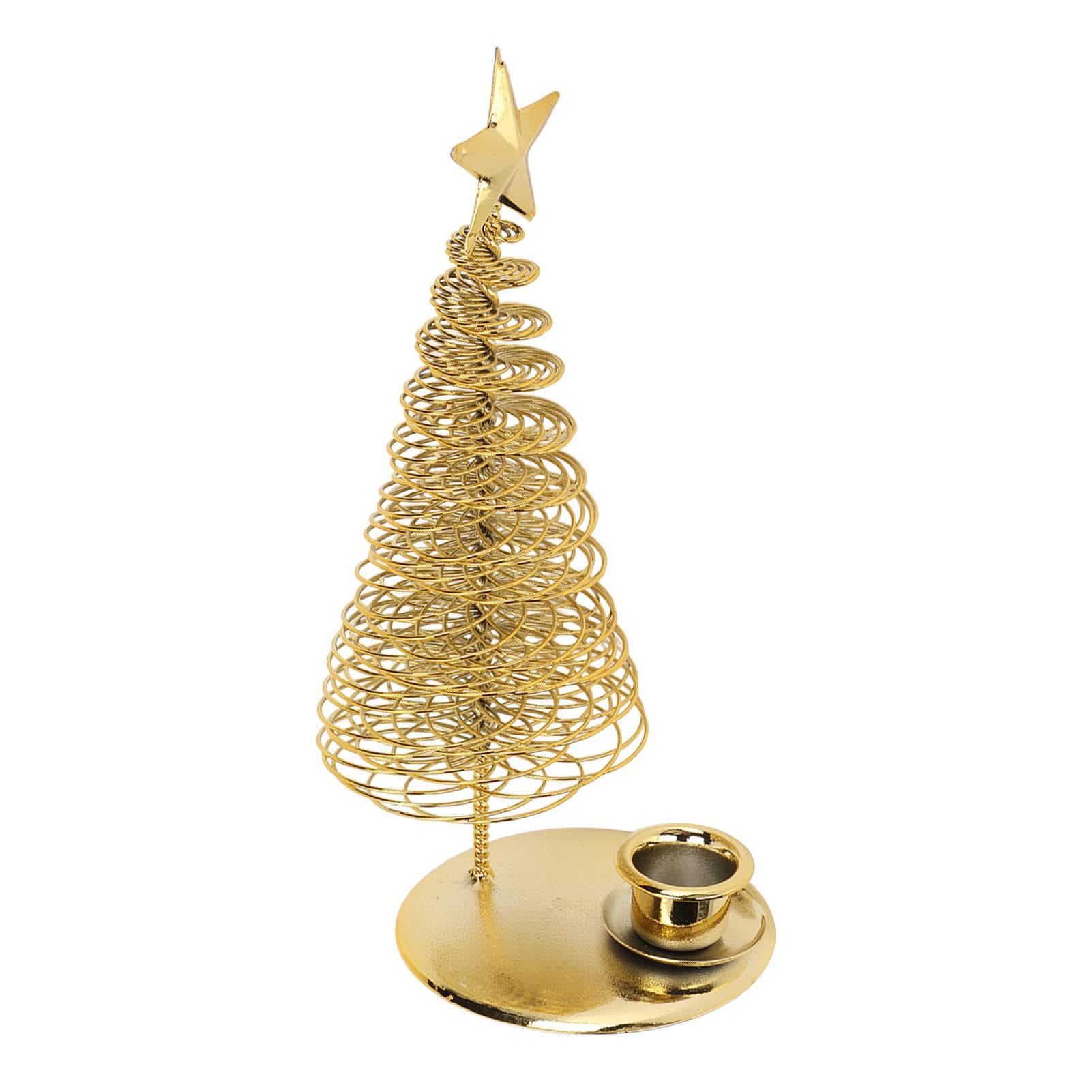 Christmas Tree Candlestick Holder with Star Metal Golden Christmas Tree Candle Stand for Festival