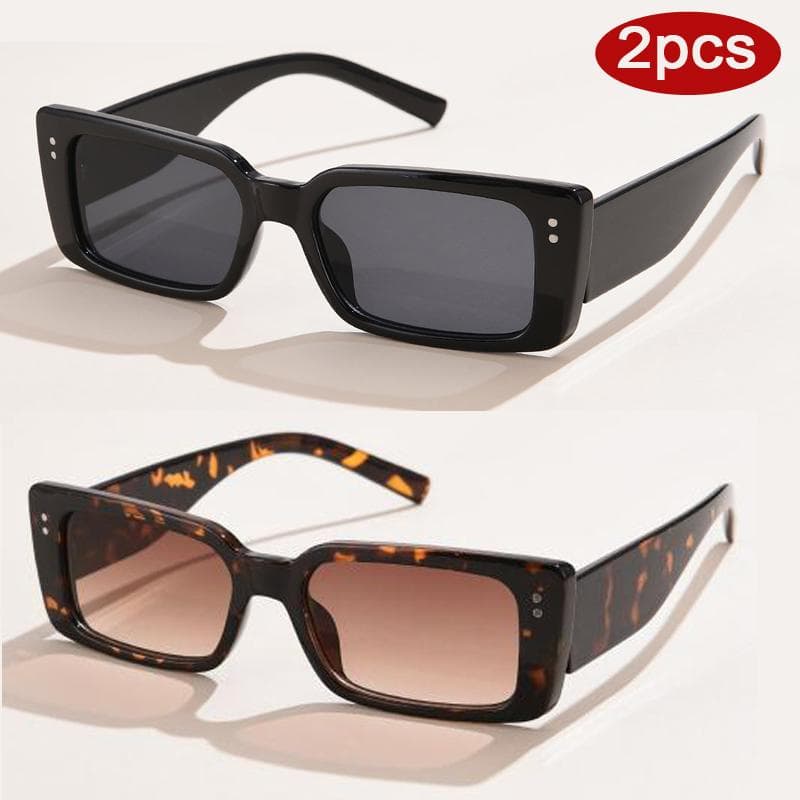 1/2pcs Fashion Square Sunglasses Women Rivet Design Black Leopard Frame UV400 Outdoor Sun Glasses Shades