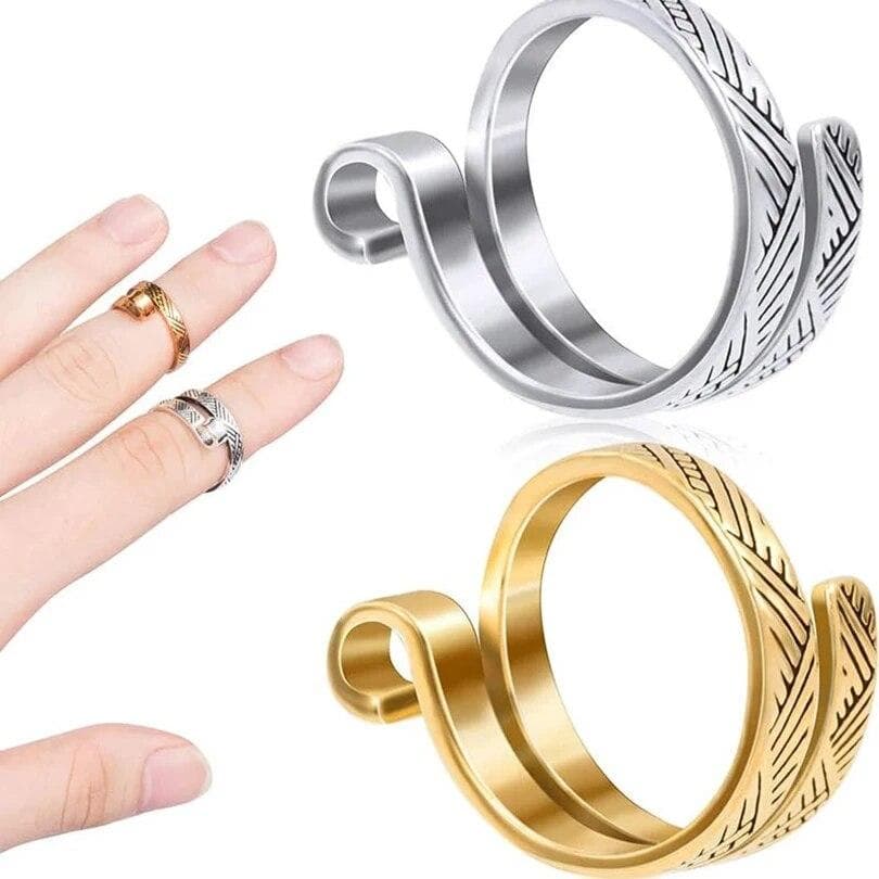 1Pcs Knitting Loop Adjustable Open Ring Webbing Jewelry Crochet Knitting Finger Wear Thimble Yarn Guide Tools Sewing Accessory gold