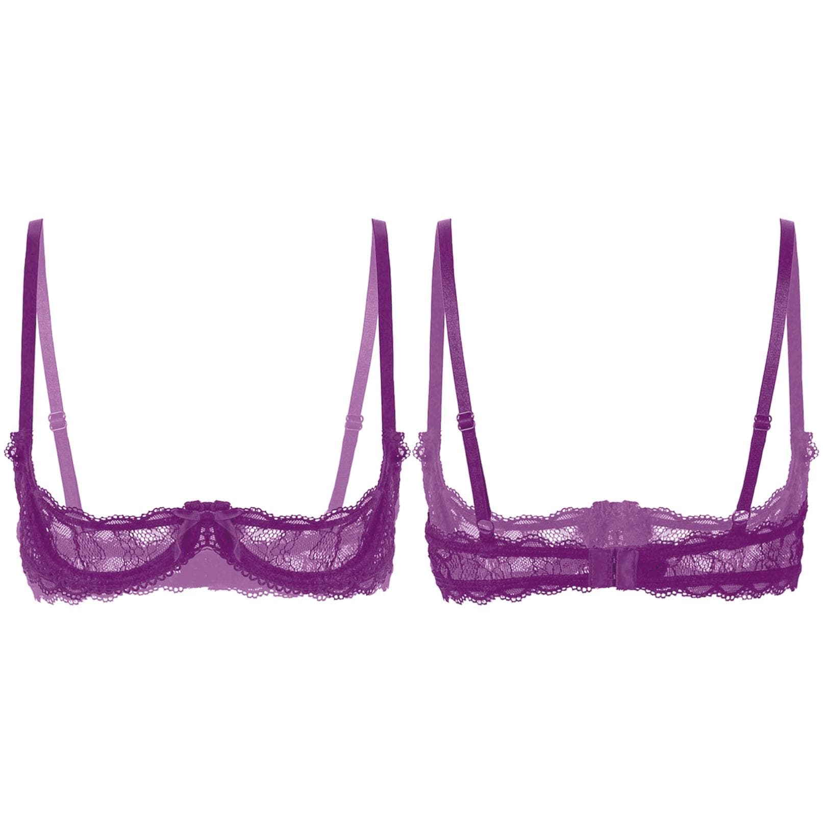 Women Push Up Lace Bra Plus Size Sexy Bralette Underwear Female Lingerie Brassiere Romantic Underwired Bras 5XL purple