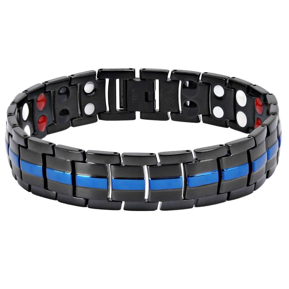 Men Magnetic Bracelet Fatigue Relief Reduce Pain Healthy Care Magnetic Bracelet (Black Blue)