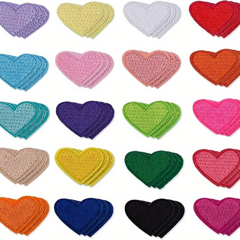 60pcs Adorable Heart Iron-On Patches - Durable Mini Hearts for Clothing, Jackets & Backpacks - Mixed Colors, Fashion-Forward Decorations 60pcs