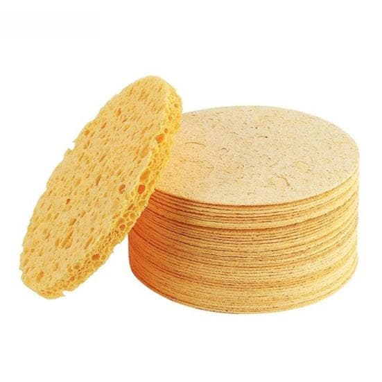 Reusable Round Absorbent Compressed Natural Makeup Removal Exfoliating SPA Face Cleansing Cellulose 20PCS light yellow