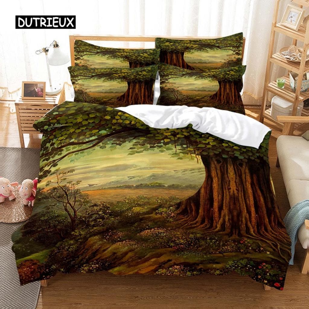 Snow Tree Bedding Set Duvet Cover Set 3d Bedding Digital Printing Bed Linen Queen Size Bedding Set Fashion Design EU single(135x200cm)