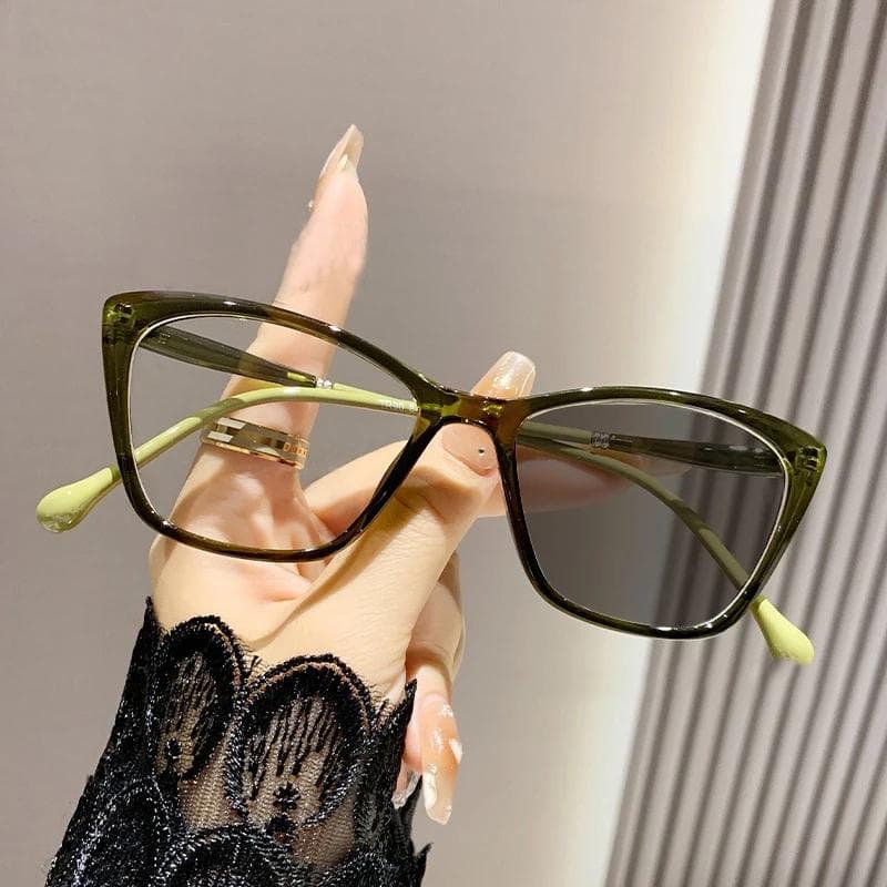 Smart Color Changing Ladies Minus Glasses Trendy Cat Eye Frame Photochromic Sunglasses Diopter Short Sight Eyewear 0