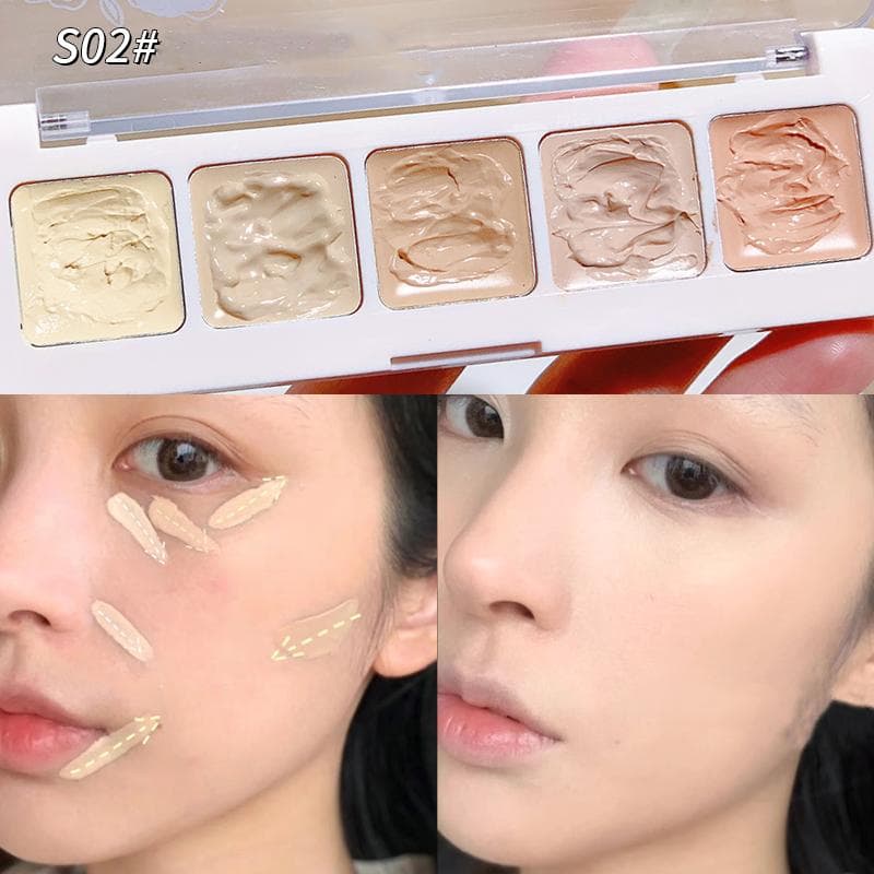 5 Colors Concealer Palette Long Lasting Cover Dark Circles Acne Pores Cream Highlighter Moisturize Face Cometics