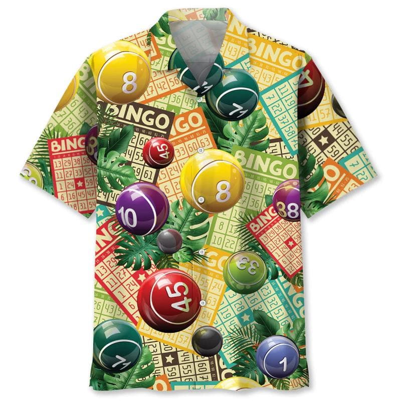Full Print Mens Retro Bingo Game Hawaiian Shirt New In Summer Short Sleeve Button Up Beach Blouse Casual Men's Aloha Shirt Tops 2XL