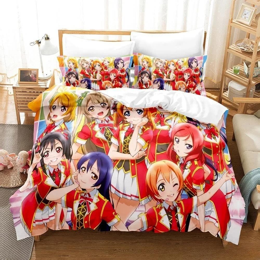 3D Printed Anime Kawaii Girs Love Live! Bedding Set Single Twin Full Queen King Size Bed Set Adult Kid Bedroom Duvetcover Sets 70x133cm 2pcs