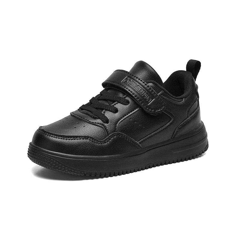 Children Sneaker Boys Casual Shoes Black Leather Flat Student Walking Shoes Non-slip Girl Lightweight Sports Tennis Footwear 36 black