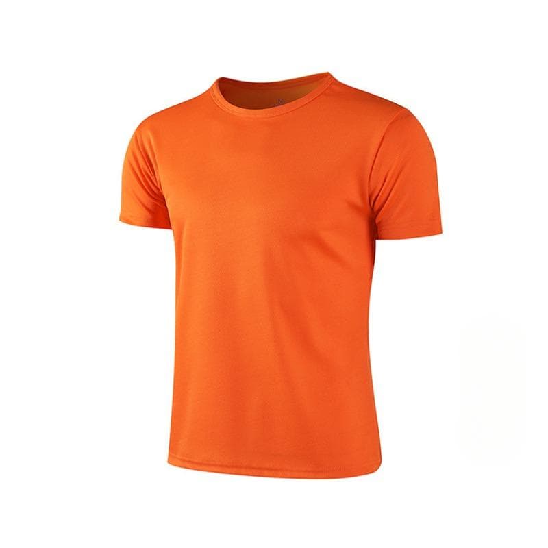 Summer Round Neck T-shirt Quick Dry Clothes Work Clothes Short-sleeved T-shirt L orange
