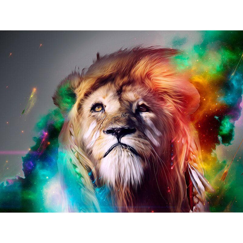 Full Round Diamond Embroidery Colored Lion 5D DIY Diamond Painting Cross Stitch Rhinestone 20X30CM