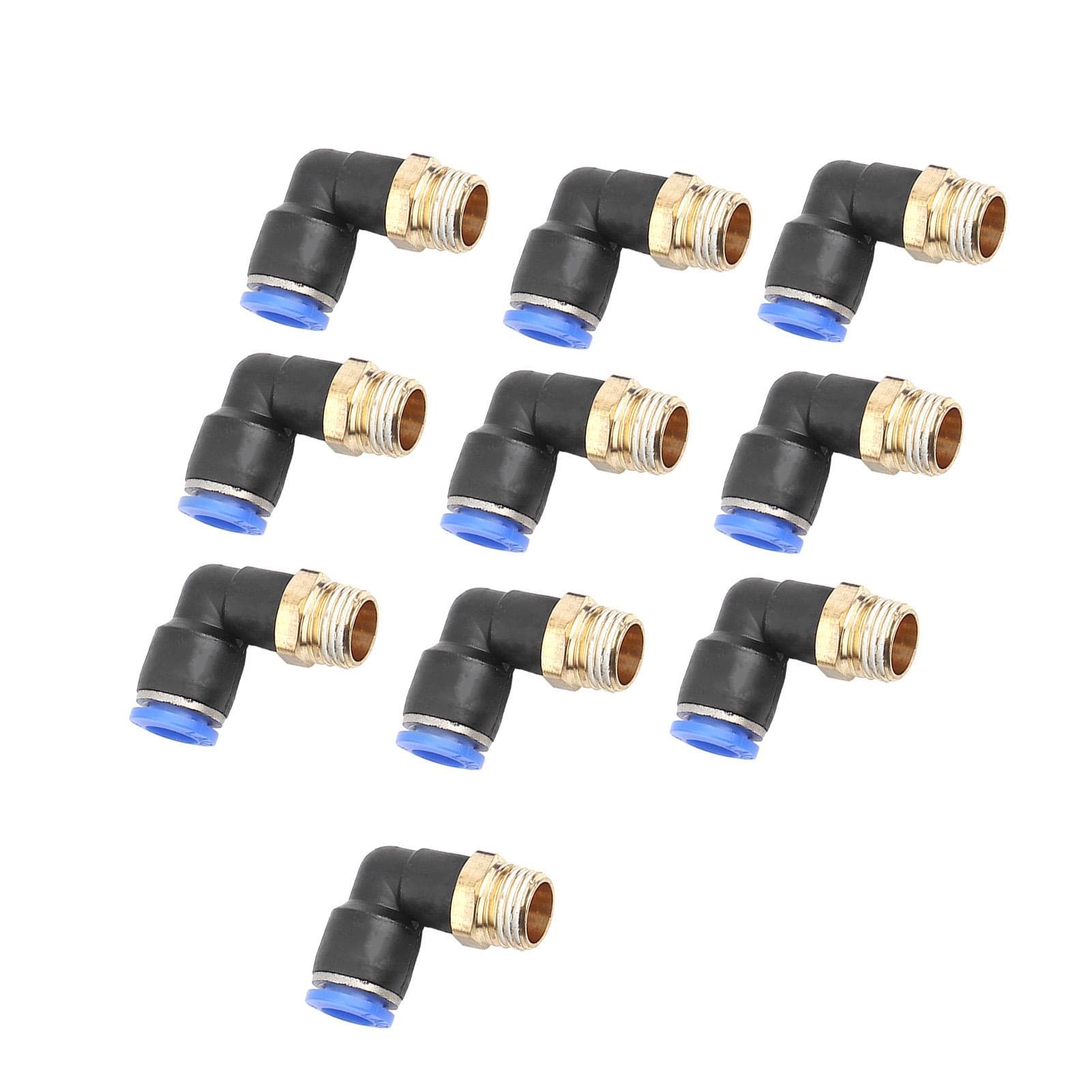 10pcs Pneumatic Elbow Quick Connector Air Fittings Adapter 8mm Diameter Thread G14 Set