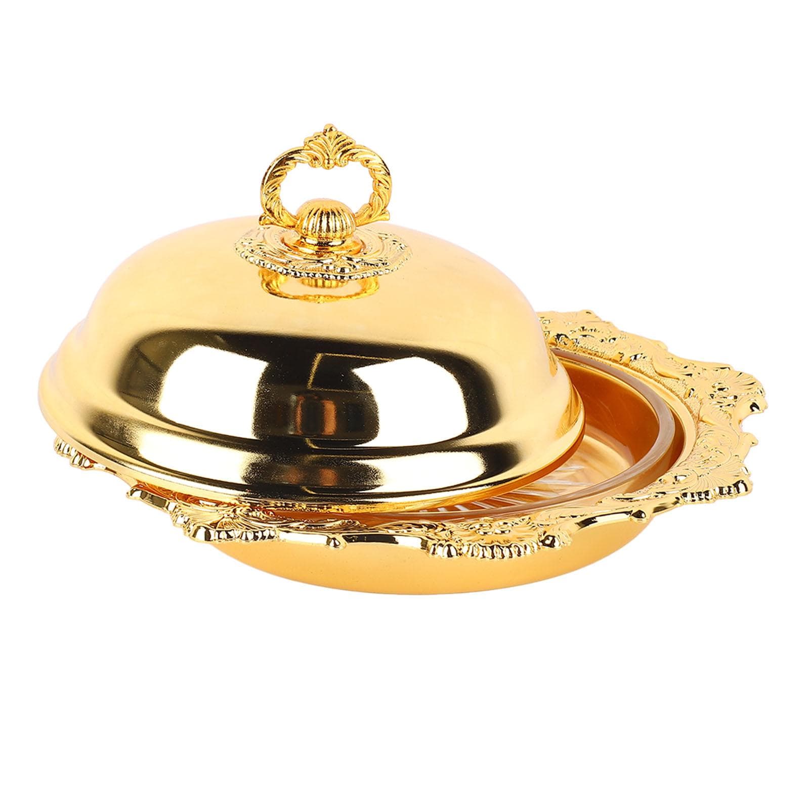 Butter Dish Round Vintage Decorative Butter Serving Plate with Lid for Refrigerator Countertop
