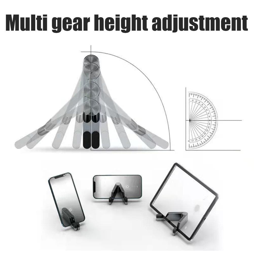 Portable Cell Phone Stand Metal Alloy Foldable Phone Stand for Desk Mobile Phone Holder Pocket black