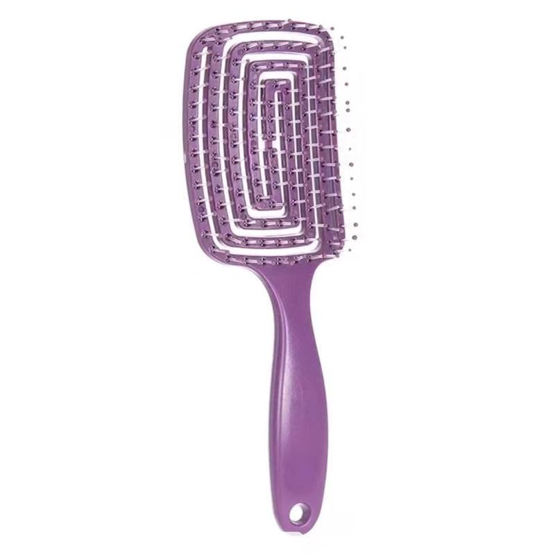 1Pcs Elastic Massage Comb Hollow Out Hair Brush Scalp Massage Combs Hair Styling Detangler Fast Blow Drying Detangling Tool purple