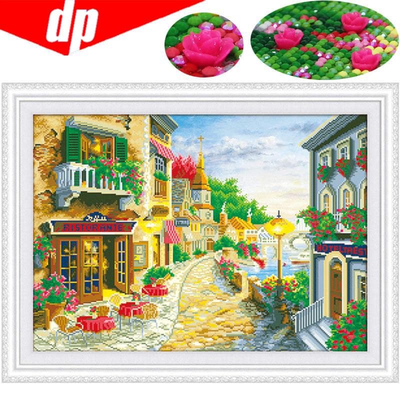 Round Rhinestone Diamond Embroidery Street 5d Diy Diamond Painting Handicraft Cross Stitch 20X30