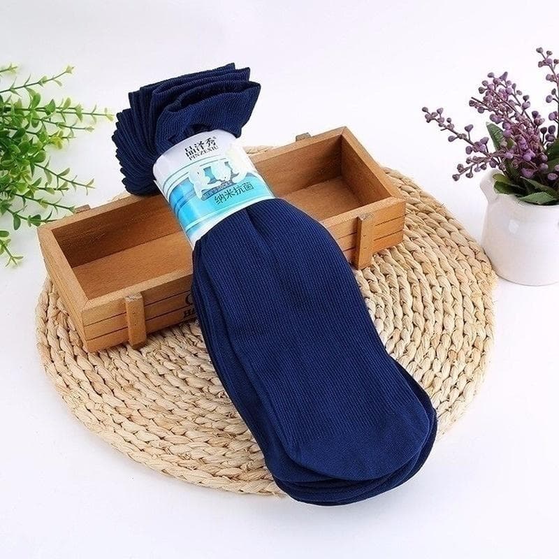 24/18/10/6pcs Men Formal Breathable Long Socks Comfortable Casual Anti-Bacterial Deodorant Stockings (Without Box) 12pcs-6Pairs navy blue