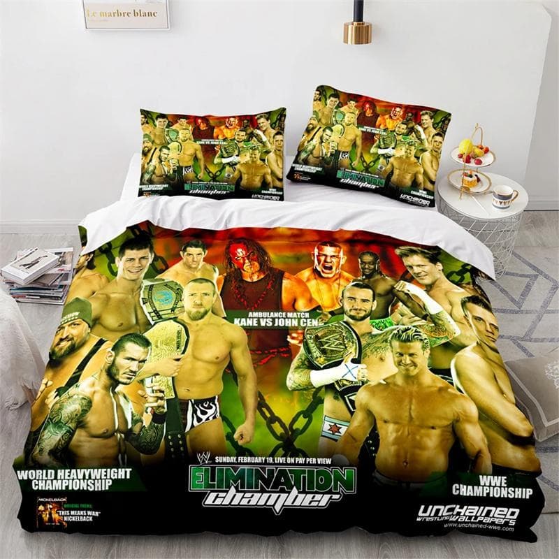 WWE EAW Bedding Set Single Twin Full Queen King Size Wrestling Game Bed Set Aldult Kid Bedroom Duvetcover Sets 3D Print 210x210cm 3pcs