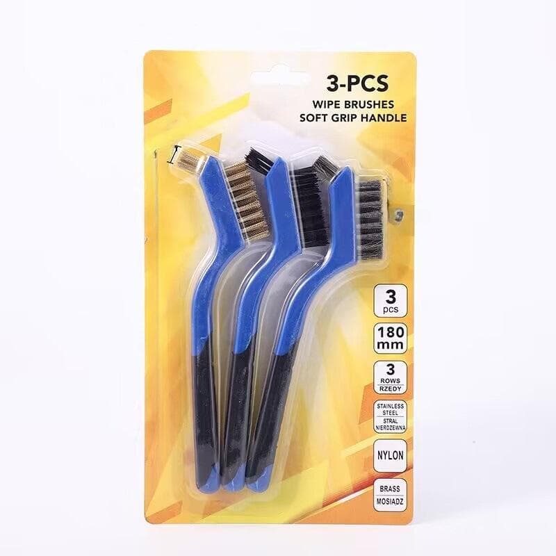 Wire Cleaning Brush Stainless Steel/Brass/Nylon Bristles Brush Polishing Rust Remover Kitchen Stove Sink Scrubbing Cleaning Tool blue