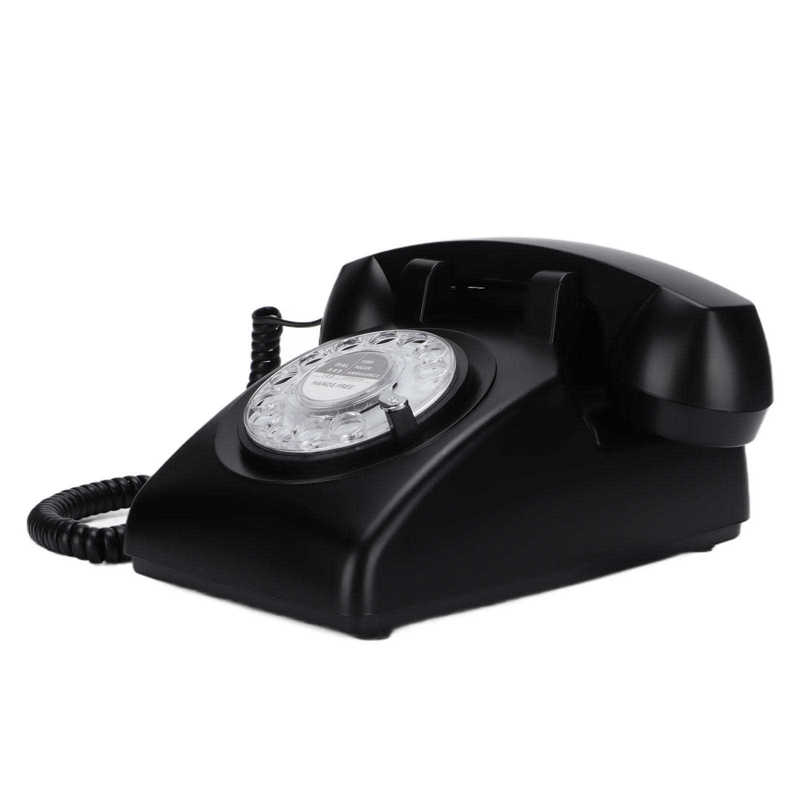 Retro Rotary Landline 60s Old Fashioned Classic Rotary Dial Wired Fixed Landline TelephoneGreen US Plug black