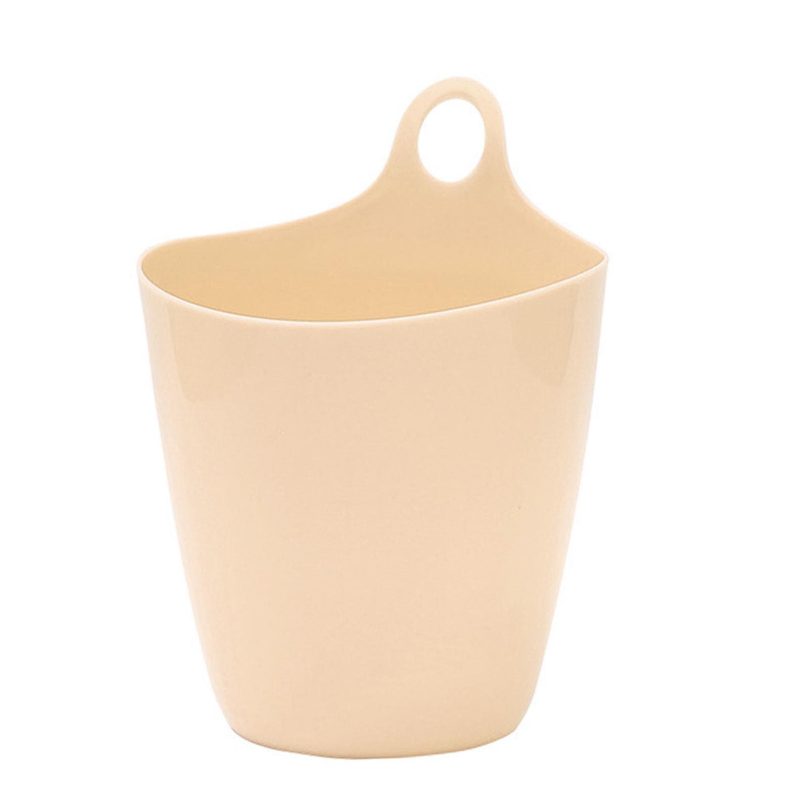 Hanging Trash Can Mini Multifunctional Space Saving Plastic Hanging Storage Bucket for Desktop beige