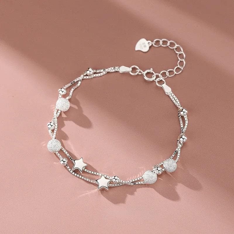 Beautiful stars Bracelets for women korean fashion designer party Wedding Jewelry Holiday gifts 19cm silver