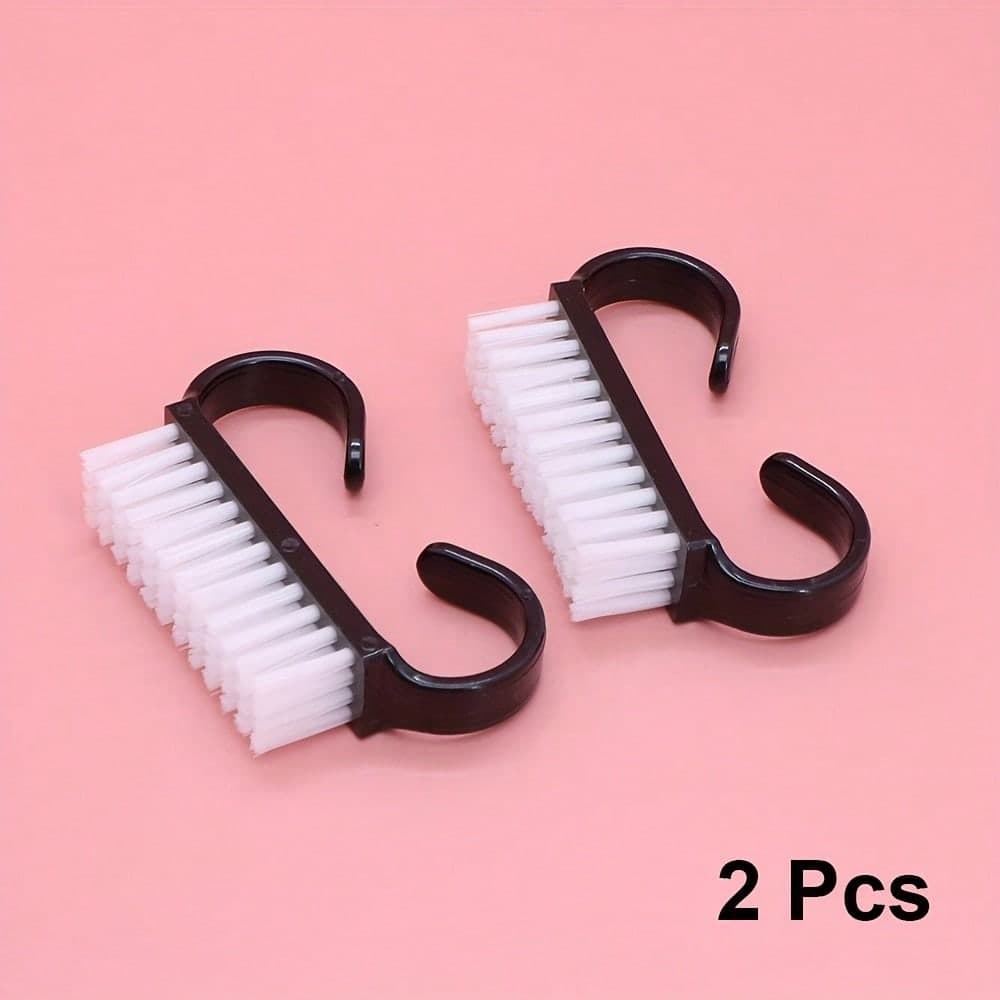 2pcs Unisex Black Nail With Handle Sheep Horn Frosted Brush, Toenail Cleaning Brush, Nail Care Tool 2pcs black